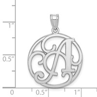 Sterling Silver Rhodium-plated Fancy Script Letter a Initial Pendant view 3
