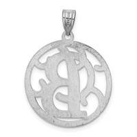 Sterling Silver Rhodium-plated Fancy Script Letter B Initial Pendant view 4