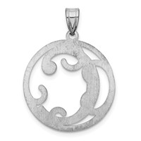 Sterling Silver Rhodium-plated Fancy Script Letter C Initial Pendant view 4
