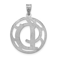 Sterling Silver Rhodium-plated Fancy Script Letter D Initial Pendant view 4