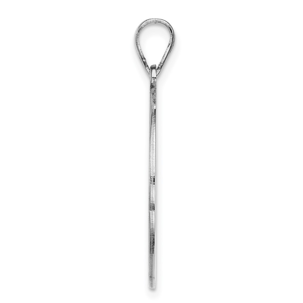 Sterling Silver Rhodium-plated Fancy Script Letter E Initial Pendant (QC8999E)