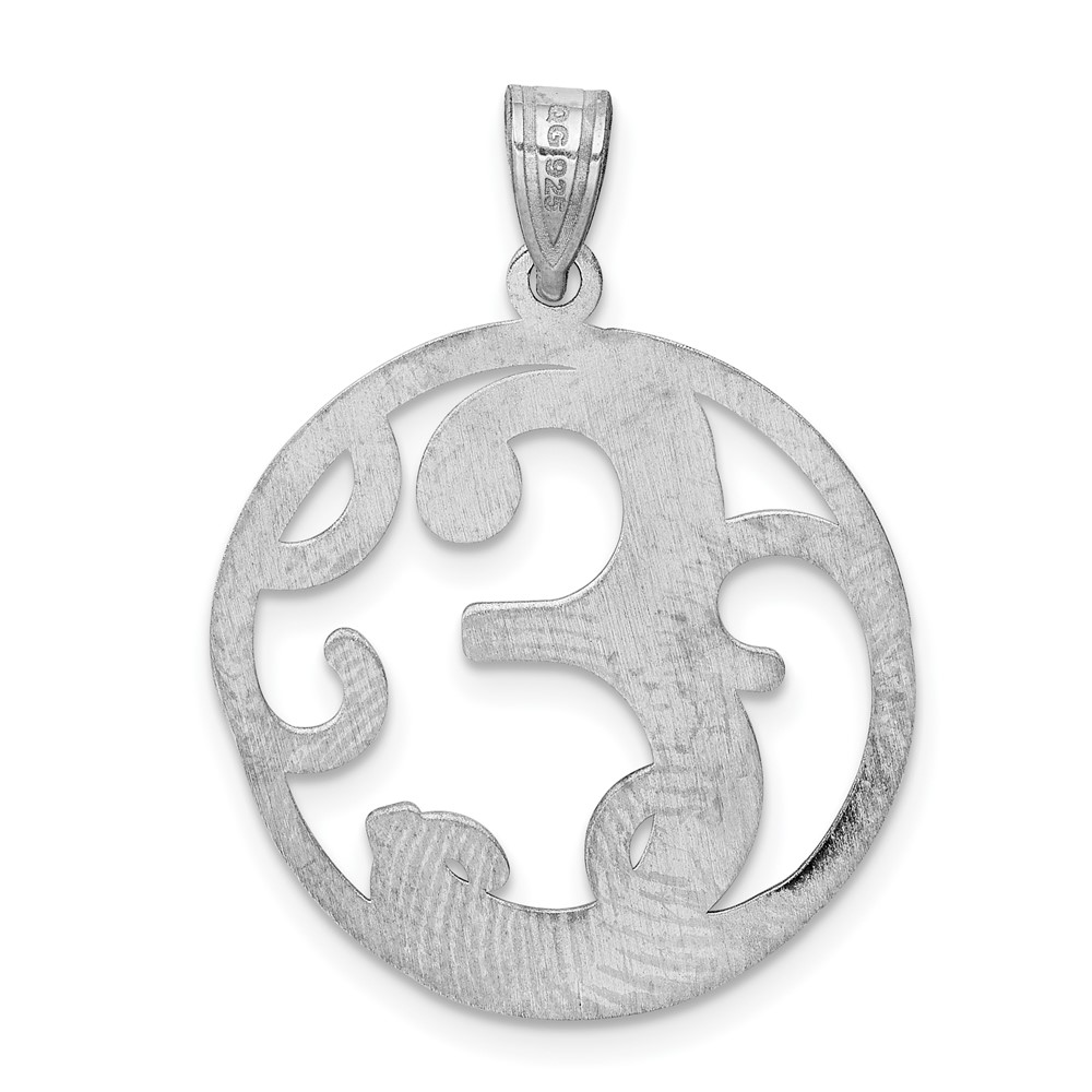 Sterling Silver Rhodium-plated Fancy Script Letter E Initial Pendant (QC8999E)