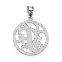 Sterling Silver Rhodium-plated Fancy Script Letter F Initial Pendant view 3