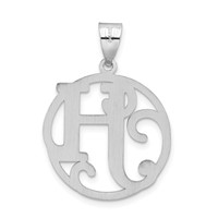 Sterling Silver Rhodium-plated Fancy Script Letter H Initial Pendant view 3