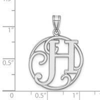 Sterling Silver Rhodium-plated Fancy Script Letter H Initial Pendant view 4