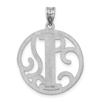 Sterling Silver Rhodium-plated Fancy Script Letter I Initial Pendant view 4