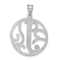 Sterling Silver Rhodium-plated Fancy Script Letter J Initial Pendant view 4