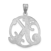 Sterling Silver Rhodium-plated Fancy Script Letter K Initial Pendant view 4