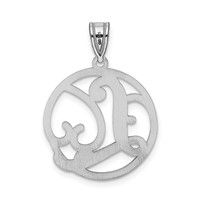 Sterling Silver Rhodium-plated Fancy Script Letter L Initial Pendant view 3