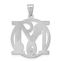 Sterling Silver Rhodium-plated Fancy Script Letter M Initial Pendant view 4