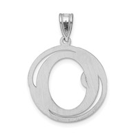 Sterling Silver Rhodium-plated Fancy Script Letter O Initial Pendant view 3