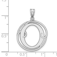 Sterling Silver Rhodium-plated Fancy Script Letter O Initial Pendant view 4