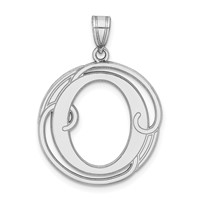 Sterling Silver Rhodium-plated Fancy Script Letter O Initial Pendant view 1