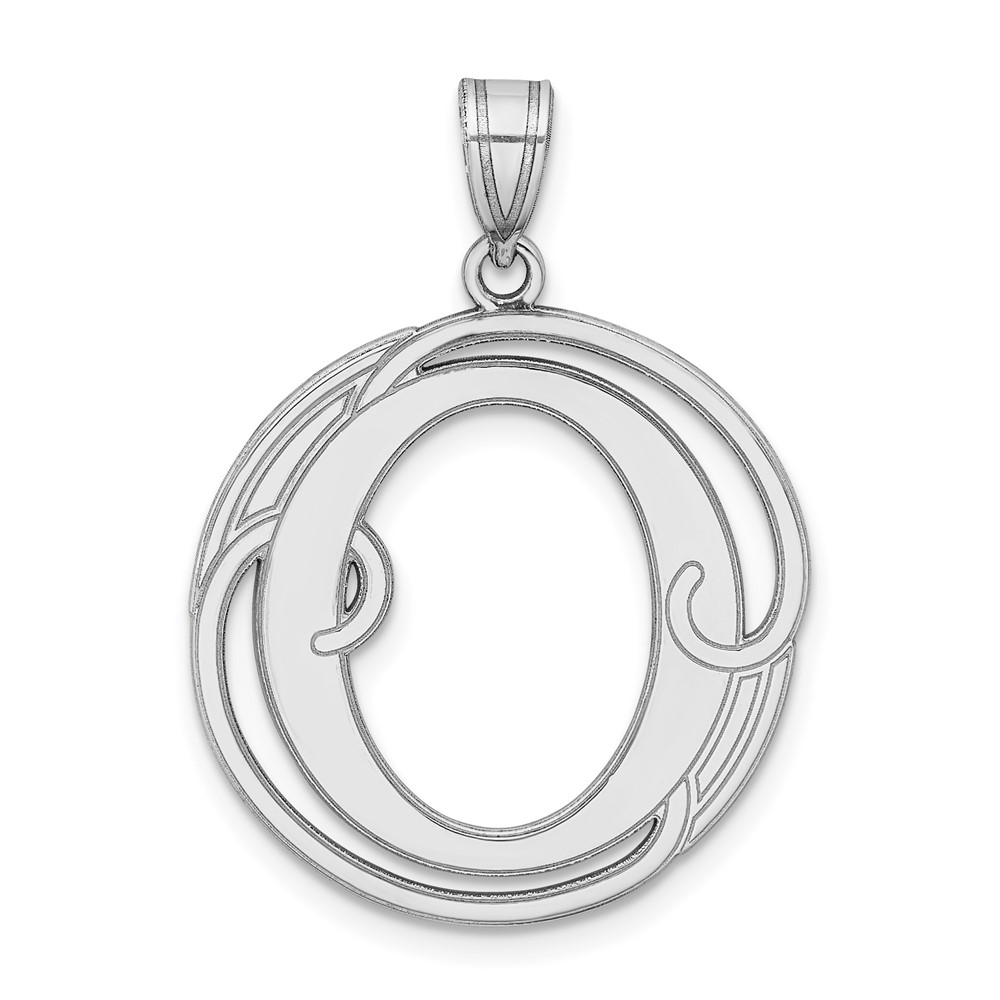 Sterling Silver Rhodium-plated Fancy Script Letter O Initial Pendant