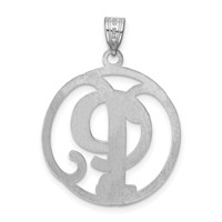 Sterling Silver Rhodium-plated Fancy Script Letter P Initial Pendant view 4