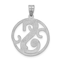 Sterling Silver Rhodium-plated Fancy Script Letter S Initial Pendant view 4
