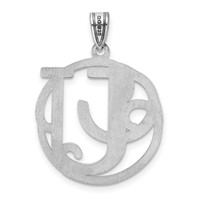 Sterling Silver Rhodium-plated Fancy Script Letter U Initial Pendant view 3