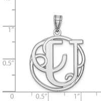 Sterling Silver Rhodium-plated Fancy Script Letter U Initial Pendant view 4