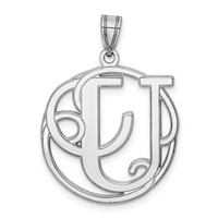 Sterling Silver Rhodium-plated Fancy Script Letter U Initial Pendant view 1