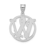 Sterling Silver Rhodium-plated Fancy Script Letter W Initial Pendant view 3