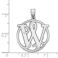 Sterling Silver Rhodium-plated Fancy Script Letter W Initial Pendant view 4