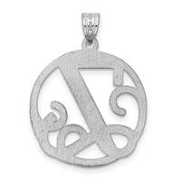 Sterling Silver Rhodium-plated Fancy Script Letter Y Initial Pendant view 4