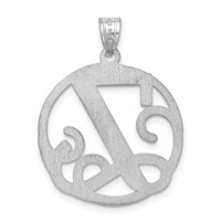 Sterling Silver Rhodium-plated Fancy Script Letter Z Initial Pendant view 4