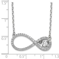Sterling Silver Polished Vibrant Moving CZ Infinity Necklace with 2 Inch Extension, 16" view 2