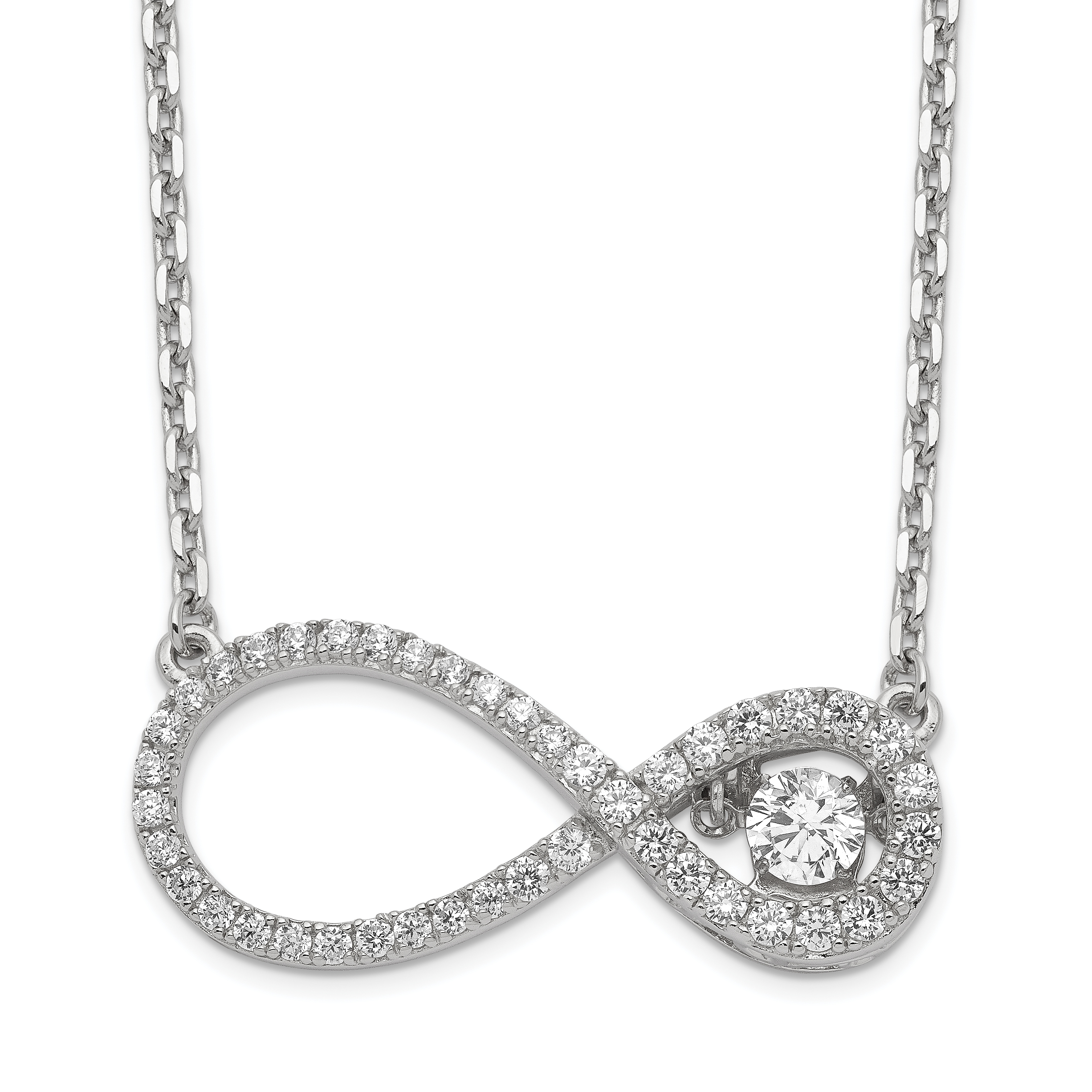 Sterling Silver Polished Vibrant CZ Infinity Necklace (QC9000-16)