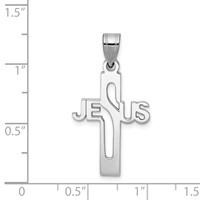 Sterling Silver Rhodium-plated Jesus Cross Extra Small Pendant view 4