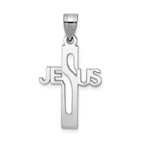 Sterling Silver Rhodium-plated Jesus Cross Extra Small Pendant view 1