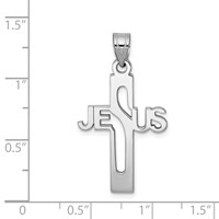 Sterling Silver Rhodium-plated Jesus Cross Small Pendant view 4