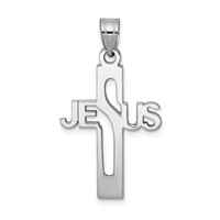 Sterling Silver Rhodium-plated Jesus Cross Small Pendant view 1