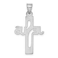 Sterling Silver Rhodium-plated Jesus Cross Medium Pendant view 3