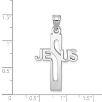 Sterling Silver Rhodium-plated Jesus Cross Medium Pendant view 4