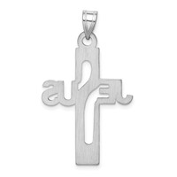 Sterling Silver Rhodium-plated Jesus Cross Large Pendant view 3