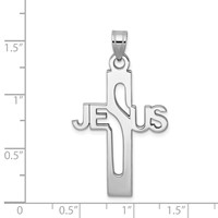 Sterling Silver Rhodium-plated Jesus Cross Large Pendant view 4