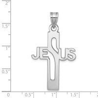 Sterling Silver Rhodium-plated Jesus Cross Extra Large Pendant view 4