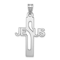 Sterling Silver Rhodium-plated Jesus Cross Extra Large Pendant view 1