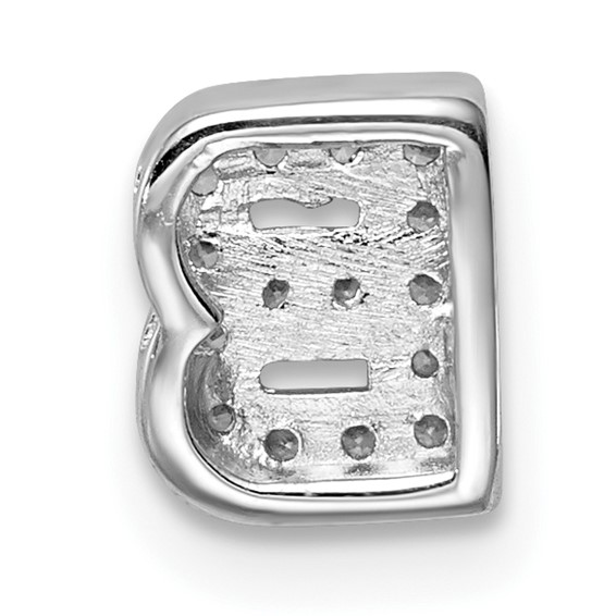 Sterling SilverRhodium-plated CZ Letter B Initial Slide Charm