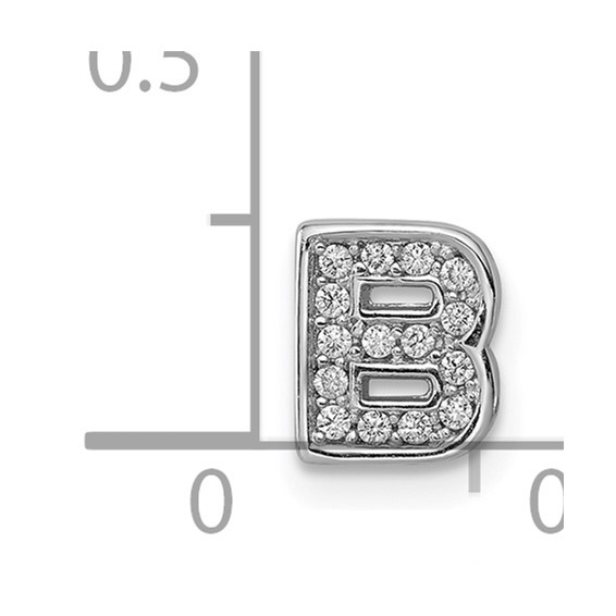 Sterling SilverRhodium-plated CZ Letter B Initial Slide Charm