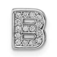 Sterling SilverRhodium-plated CZ Letter B Initial Slide Charm view 1
