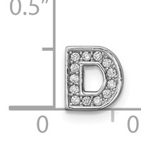 Sterling Silver Rhodium-plated CZ Letter D Initial Slide Charm view 4