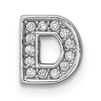 Sterling Silver Rhodium-plated CZ Letter D Initial Slide Charm view 1