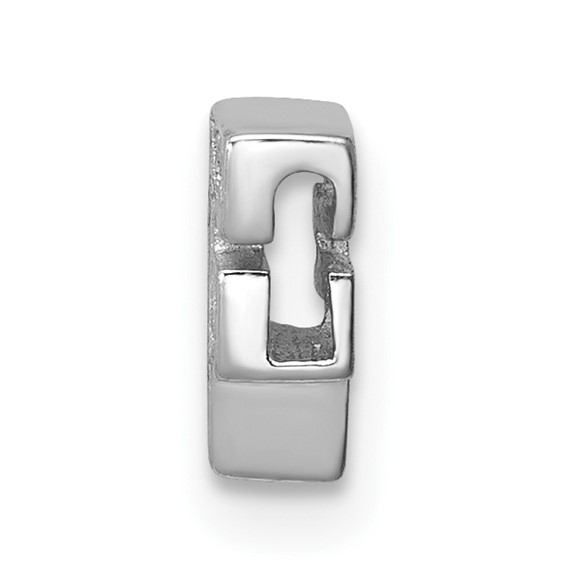 Sterling Silver Rhodium-plated CZ Letter F Initial Slide Charm