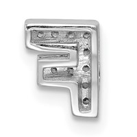 Sterling Silver Rhodium-plated CZ Letter F Initial Slide Charm view 3