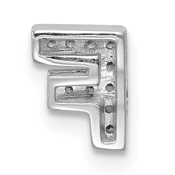 Sterling Silver Rhodium-plated CZ Letter F Initial Slide Charm