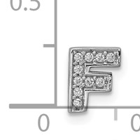 Sterling Silver Rhodium-plated CZ Letter F Initial Slide Charm view 4