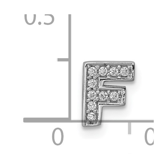Sterling Silver Rhodium-plated CZ Letter F Initial Slide Charm