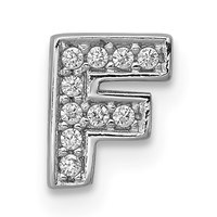 Sterling Silver Rhodium-plated CZ Letter F Initial Slide Charm view 1